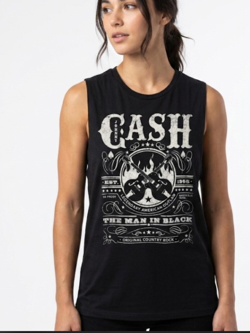 Zion Rootswear Johnny Cash "The Man in Black" Graphic Tank Top